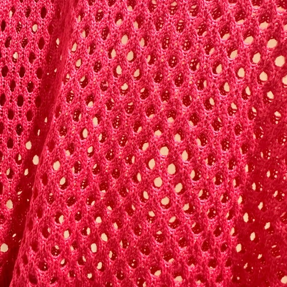 Vibrant Hot Pink Mesh Sweater with shoulder pads - Picture 4 of 5